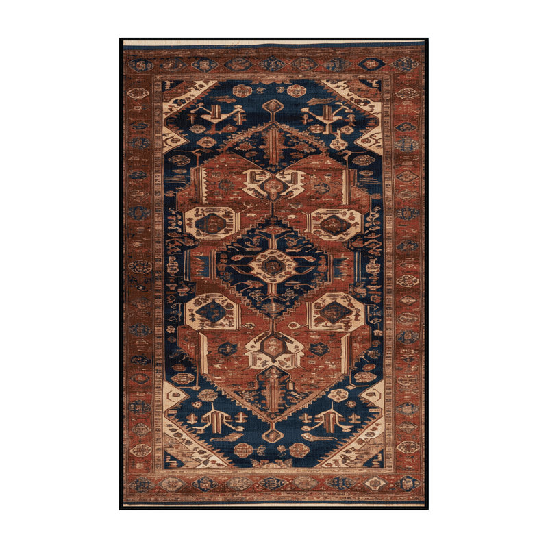 Machine Washable Persian Brown Area Rug, Rectangle 5' x 8'