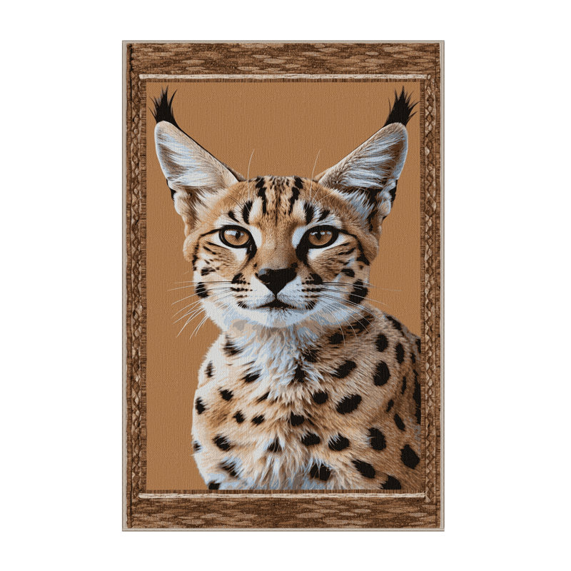 Washable Caracal Big Cats Area Rug, Rectangle 4' x 6'