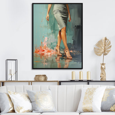 Green Glamorous Painting Of Woman's Heels II - Fashion Canvas Art