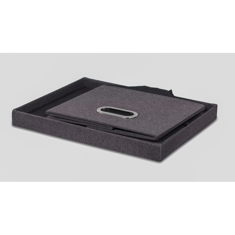 Charcoal Collapsible Linen File Storage Organizer with Lid