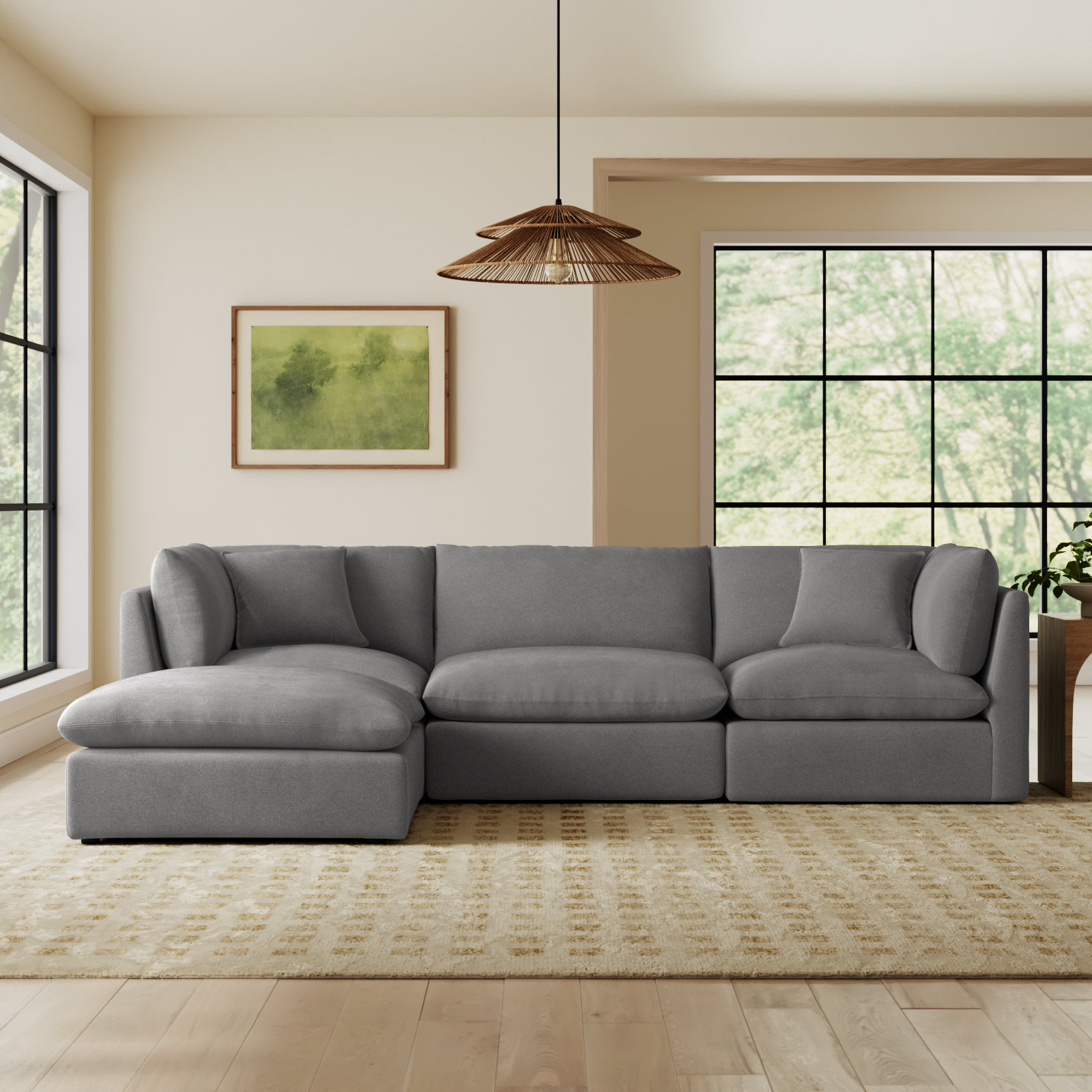 Annabella Sectional, Elite Pewter Textured Performance Chenille