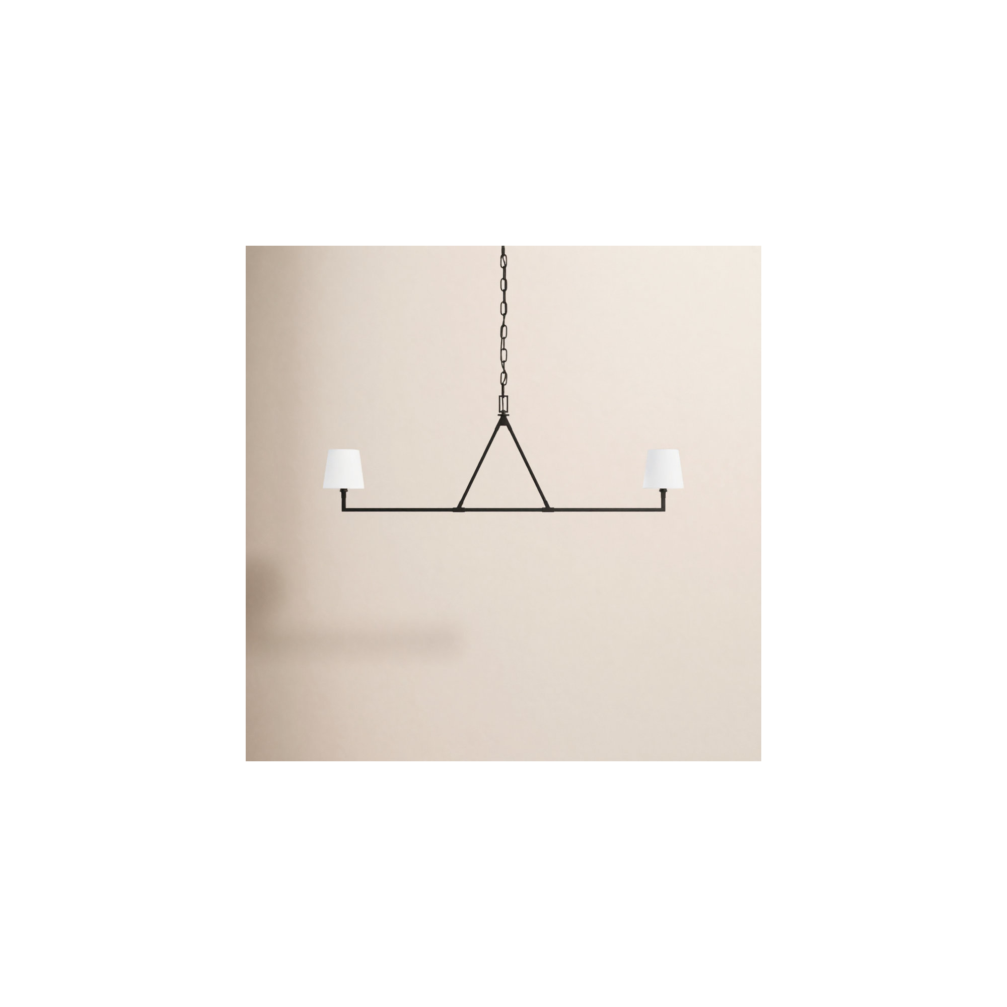 2 - Light Metal Dimmable Linear Chandelier, Aged Iron