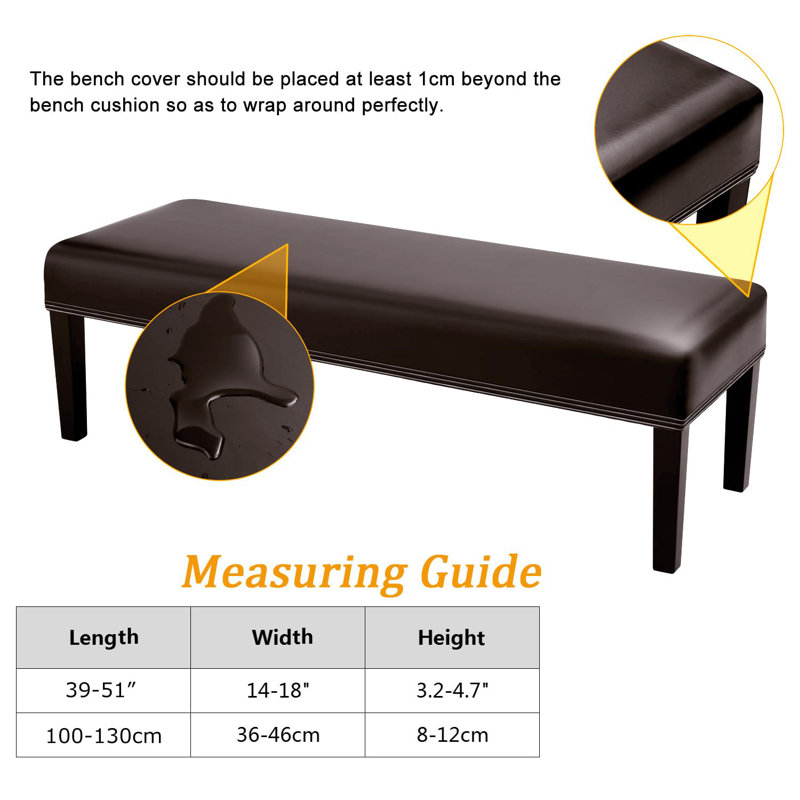 Box Cushion Bench Slipcover, Pu Brown Faux Leather