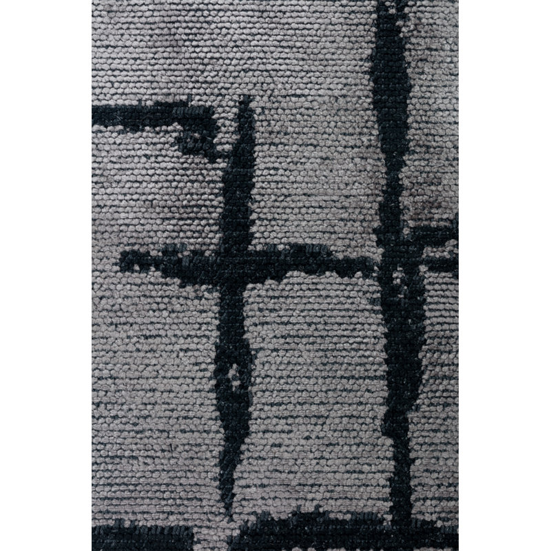 Rapture Black/Siver Gray Abstract Luxury Area Rug, Rectangle 7'10" x 9'10"