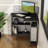 Hatal Corner Desk with Outlets & USB Ports, 90 Degree Triangle Corner Table with Storage Shelves-2019866494