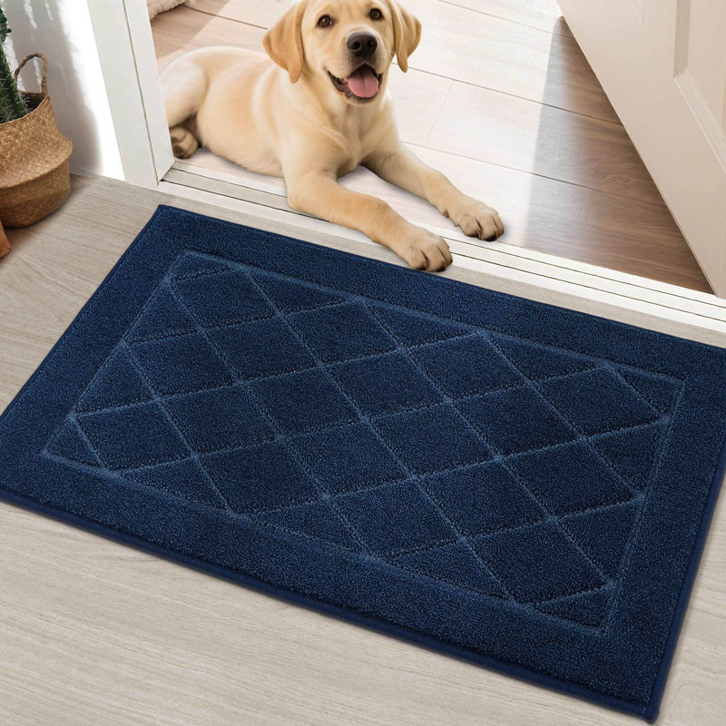 Non-Slip Geometric Shapes Doormat, Navy Blue, 50.8cm W x 81.3cm L
