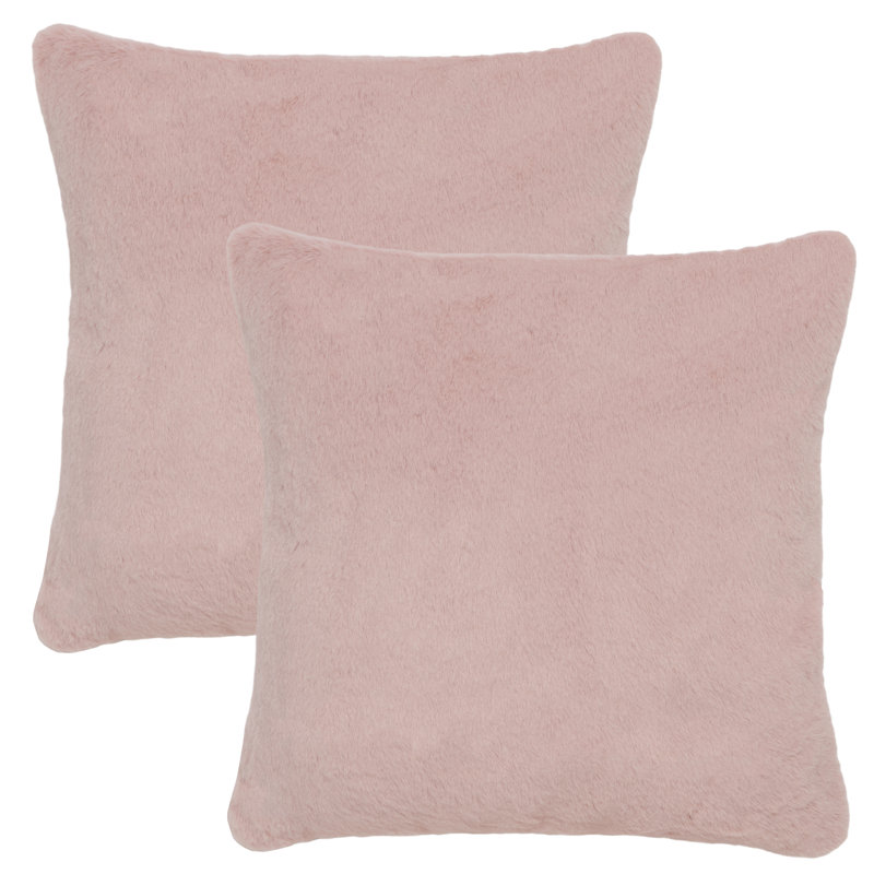 Faux Fur Throw Pillow, 23" x 23", Pink