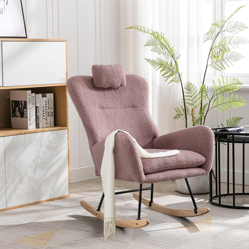 Chaise berçante en métal Jamaul, Rose