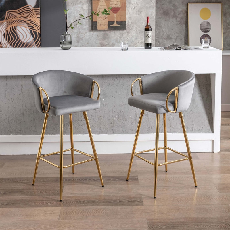 Ensemble de 2 tabourets de bar, Gris, Tabouret (assise à une hauteur de 30,31 po)