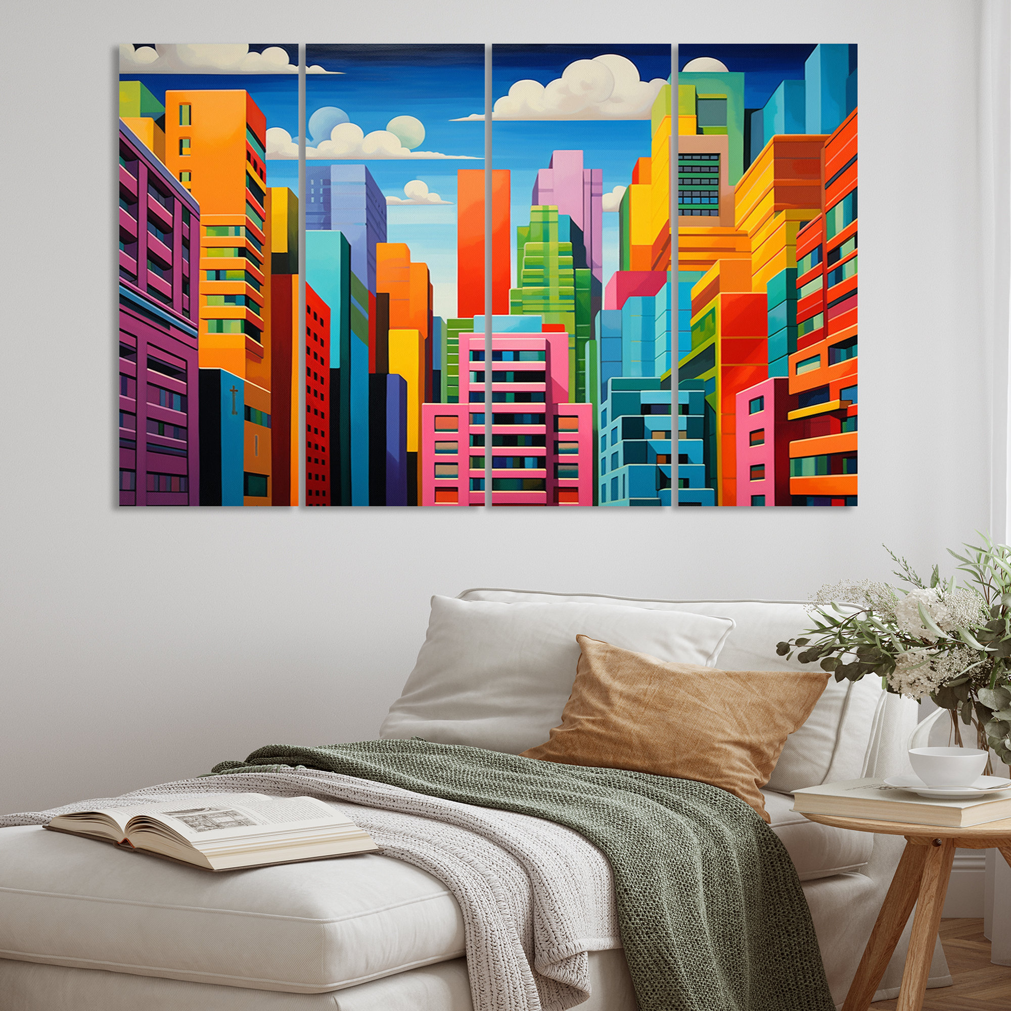 Ebern Designs Pop Art Miami Cityscape III On Canvas 4 Pieces Print ...