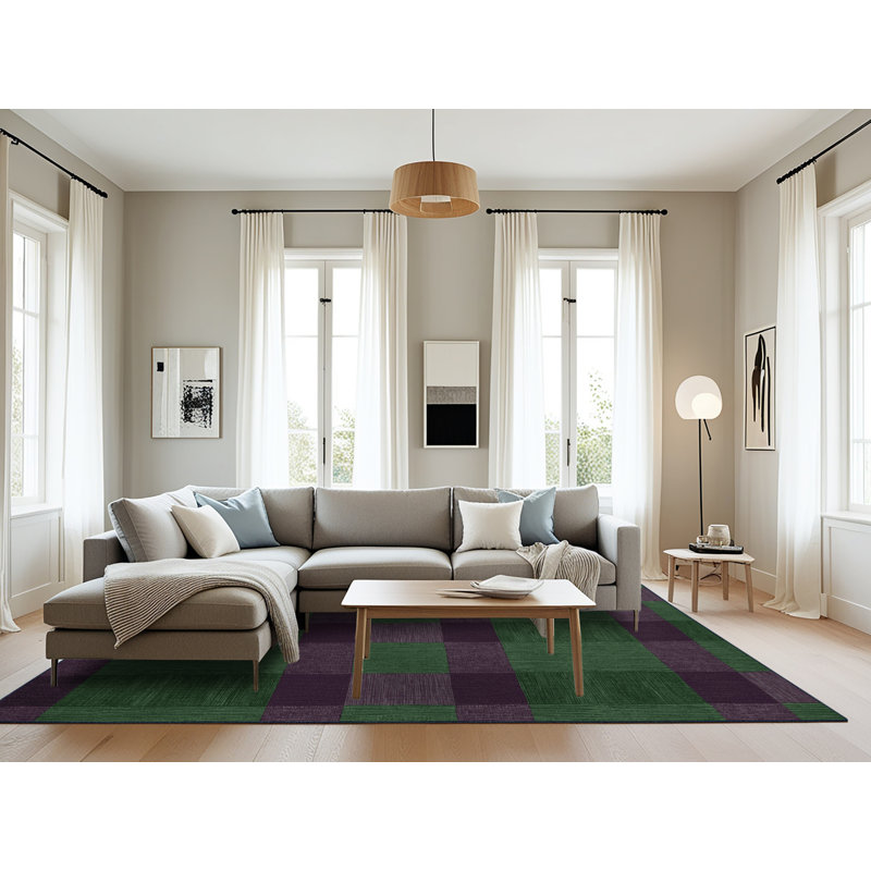 Tapis mauve lavable à la machine, Rectangulaire 8 pi x 10 pi