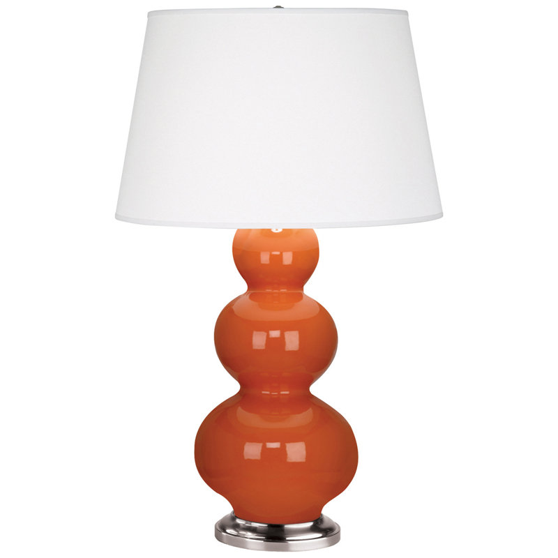 Triple Gourd Table Lamp, Pumpkin/Antique Silver
