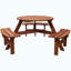 Table de pique-nique en bois avec 3 bancs intégrés, table de pique-nique pour 6 personnes avec trou pour parasol, table de salle à manger de camping pour la cour du jardin