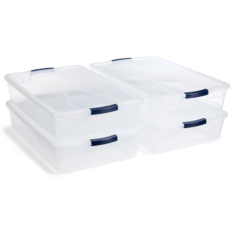 Bacs de rangement en plastique transparent de 95 pte avec couvercles Rubbermaid, paquet de 4