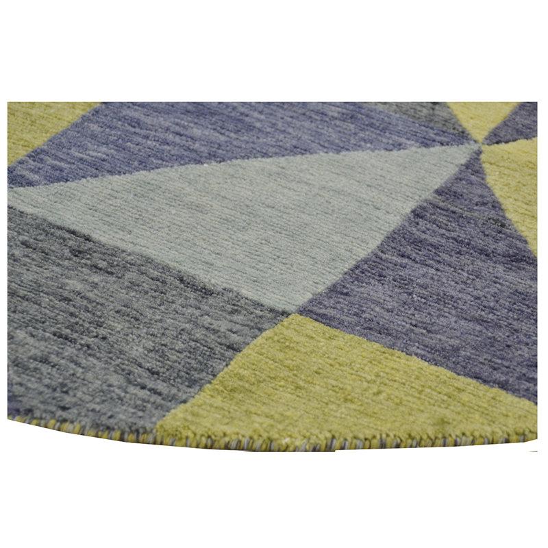 Wool Geometric Area Rug, Round 6'