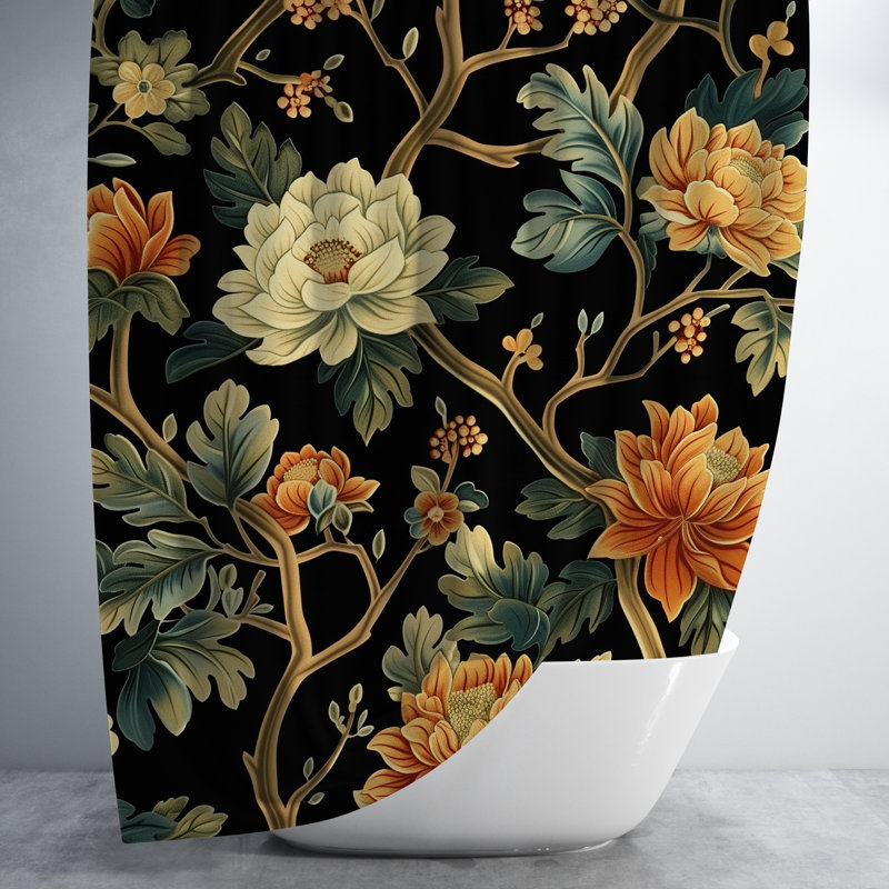 Folakemi Floral Shower Curtain, 84" H x 71" W