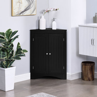 Multifunctional Storage Cabinet For Bathroom Floor Corner And Kitchen, 34.1 Lb Package Weight Black With Doors Shelves Corner, 32.3" Height