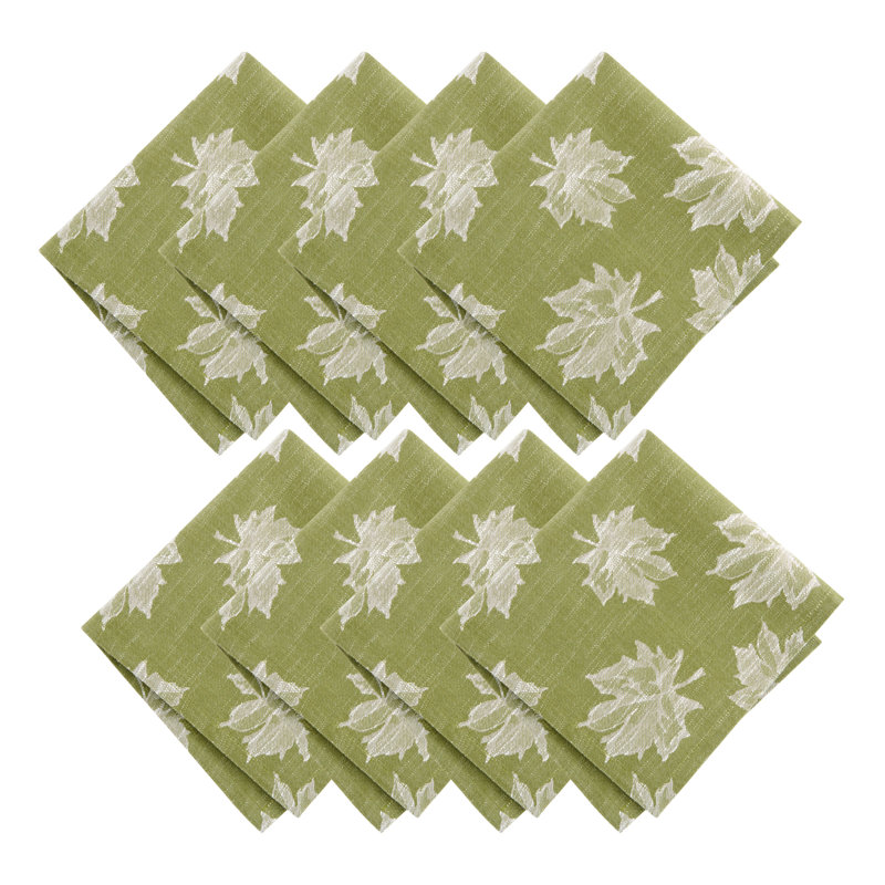 Mattox Falling Leaves Jacquard Cotton Napkins, Green