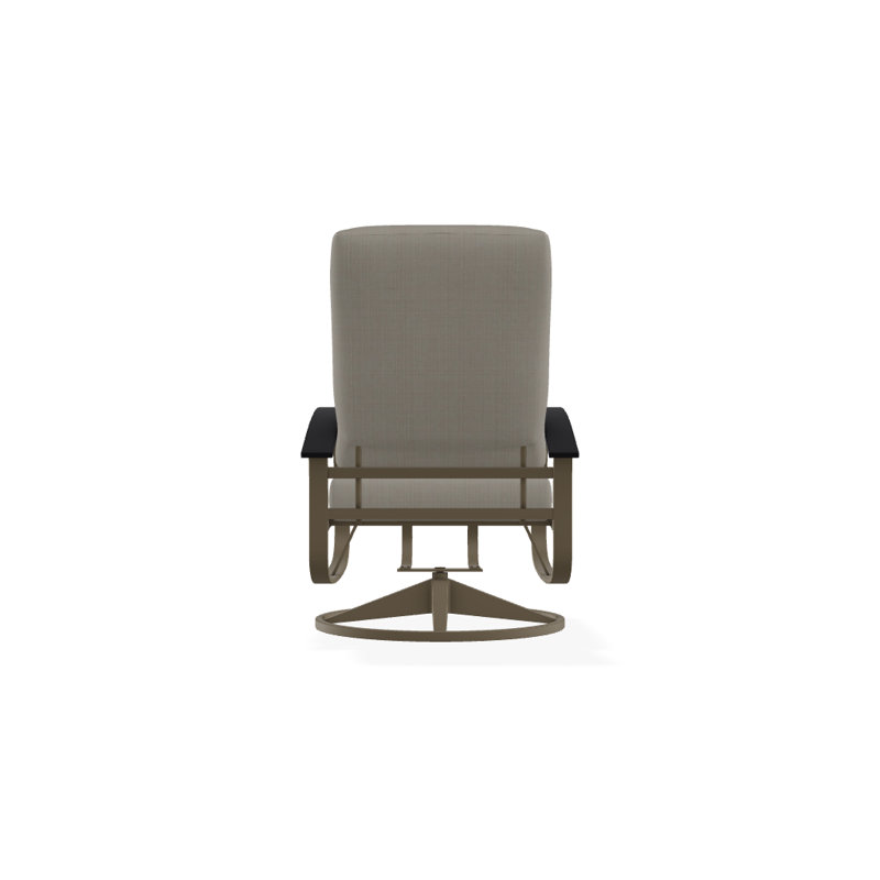 Belle Isle Outdoor Swivel Lounge Chair, Canvas Air Blue Sunbrella® Canvas, Black P70, Textured Beachwood