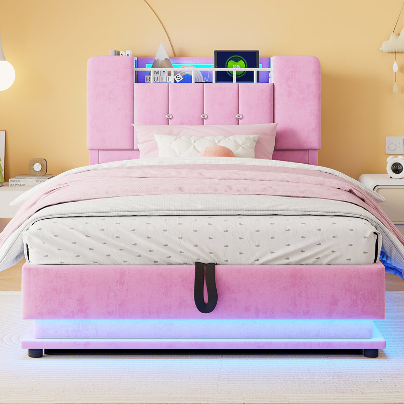 Ottoman Storage Bed, Pink