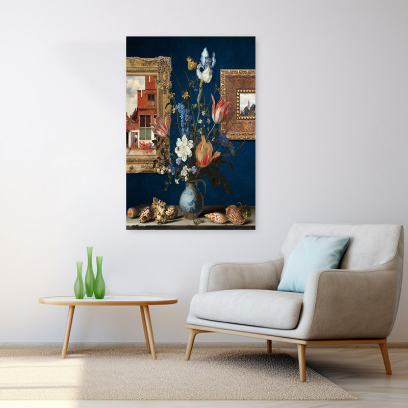 Made In Delft - Art mural d'art contemporain tulipe fleur, H 48 po x l 32 po, Bleu