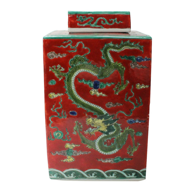 Mccarroll Handmade Porcelain China Ginger Jar, Red