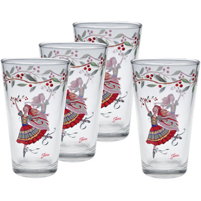 Fiesta Nutcracker Ballerina 16-ounce Tapered Cooler Glass Set Of 4 In Red