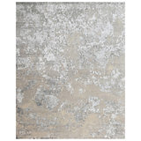 Abstract Area Rug in Silver And Grey