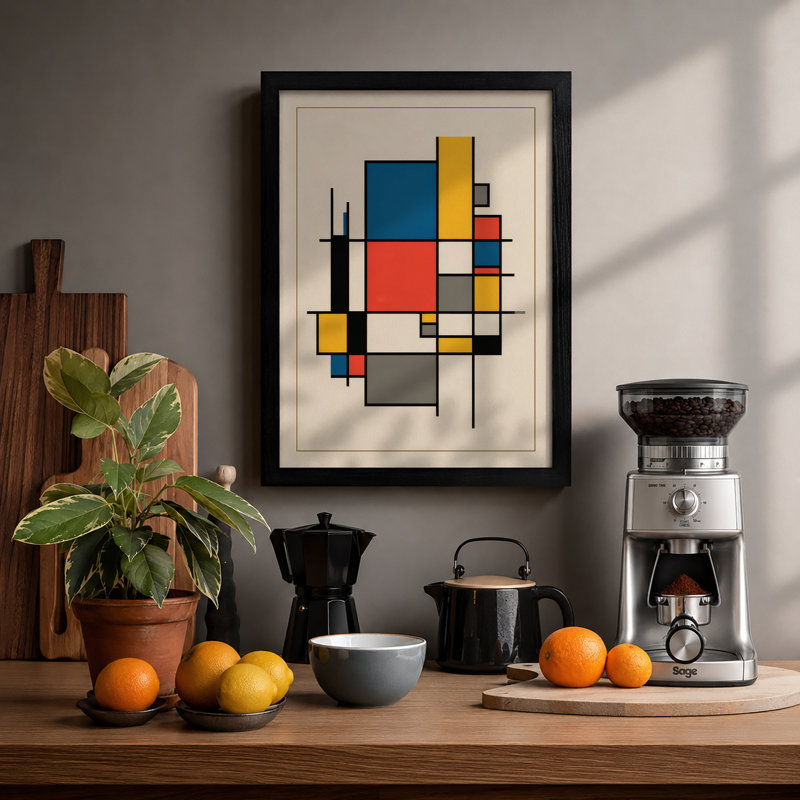 Order Geometric - Framed Print, A2 - 59.4 x 42.0 cm, Black