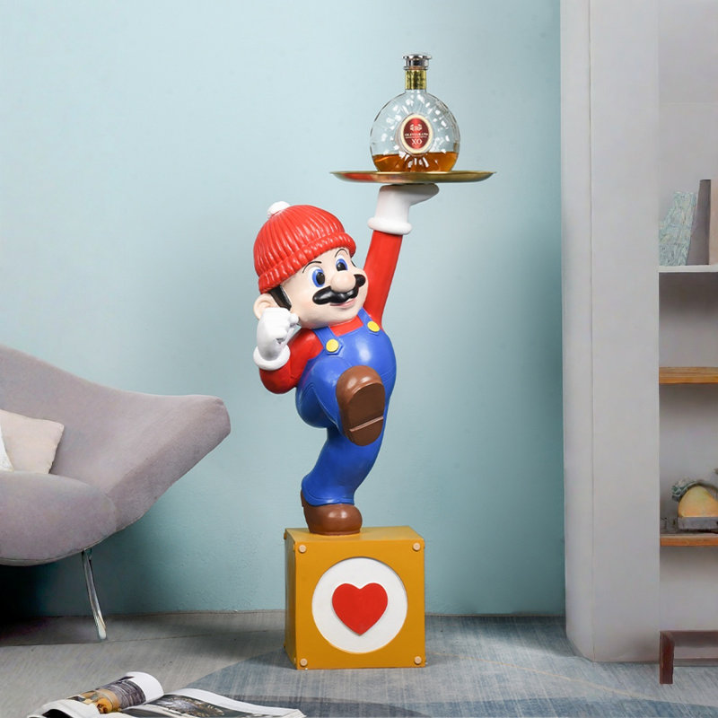Rouge + bleu + résine dorée + objet décoratif en métal