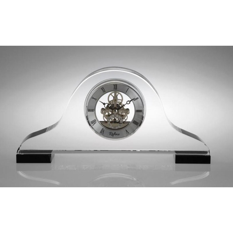Horloge de table analogique en argent/transparent