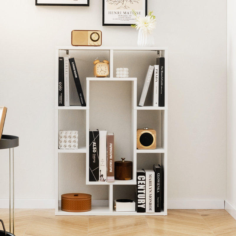  35.5'' H X 24'' W Amyleth Geometric Bookcase, White