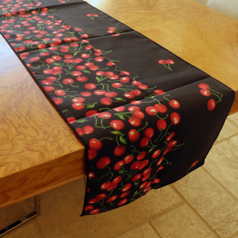 Cherries Border Print Table Runner, 108" x 12"