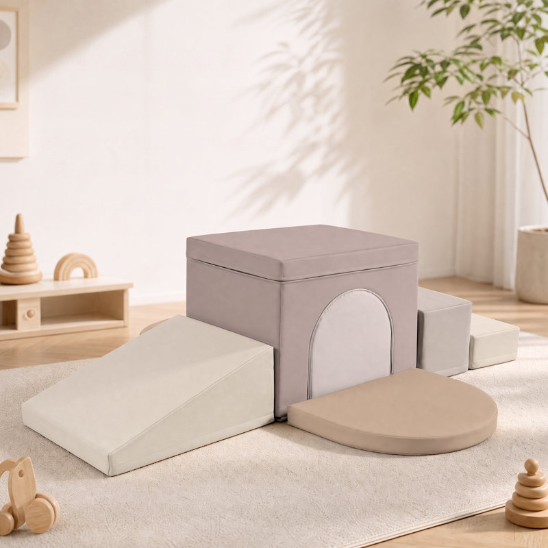 Blocs de jeu d'escalade en mousse souple pour tout-petits, ensemble de jeu modulaire de 7 pièces, en cuir PU, pour des activités d'escalade et de ramper en toute sécurité, idéal pour les bébés et les enfants, les salles de jeux et les garderies.