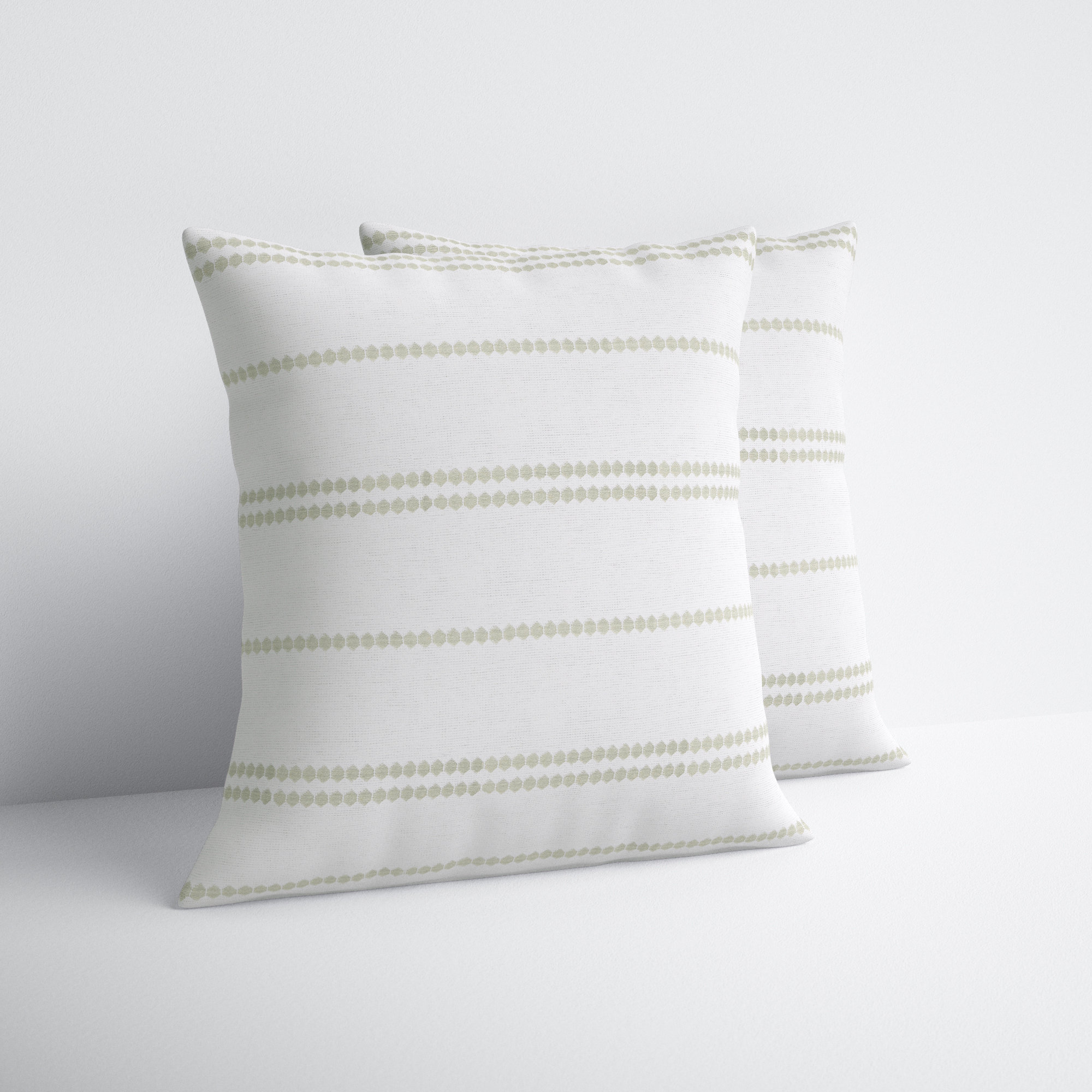Hudie Striped Cotton Throw Pillow, Pillow Cover Only - No Insert, White/Olive
