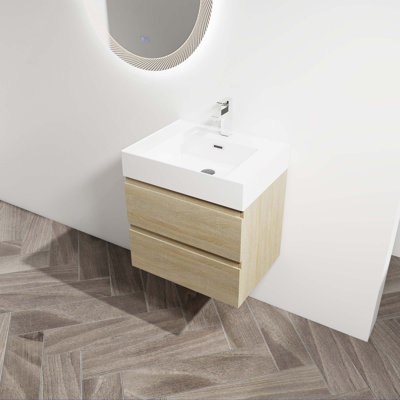 Meuble-lavabo mural avec lavabo en résine