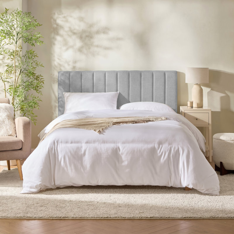 Chastelyne Upholstered Easy Assemble Wall Mounted Headboard, King, Silver