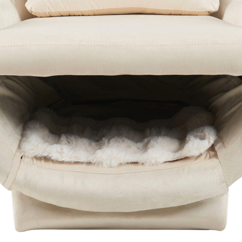 Chaise pour animal de compagnie, ovale, en velours blanc, simple, ergonomique, inclinable et confortable, Blanc