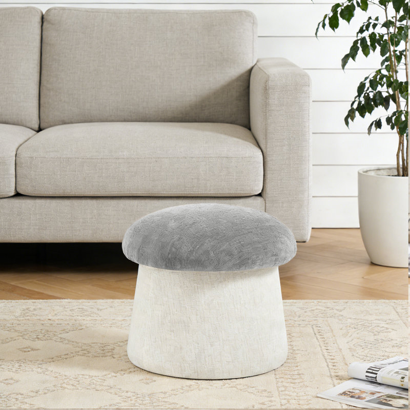 20" Upholstered Chenille Ottoman with Storage, Gray