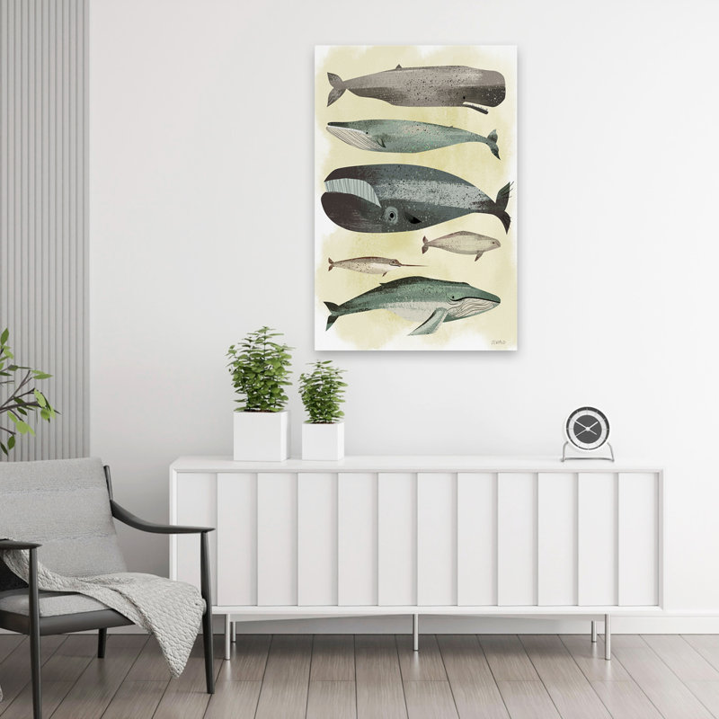 Baleines - Illustration d'animaux, baleines, H 36 po x l 24 po