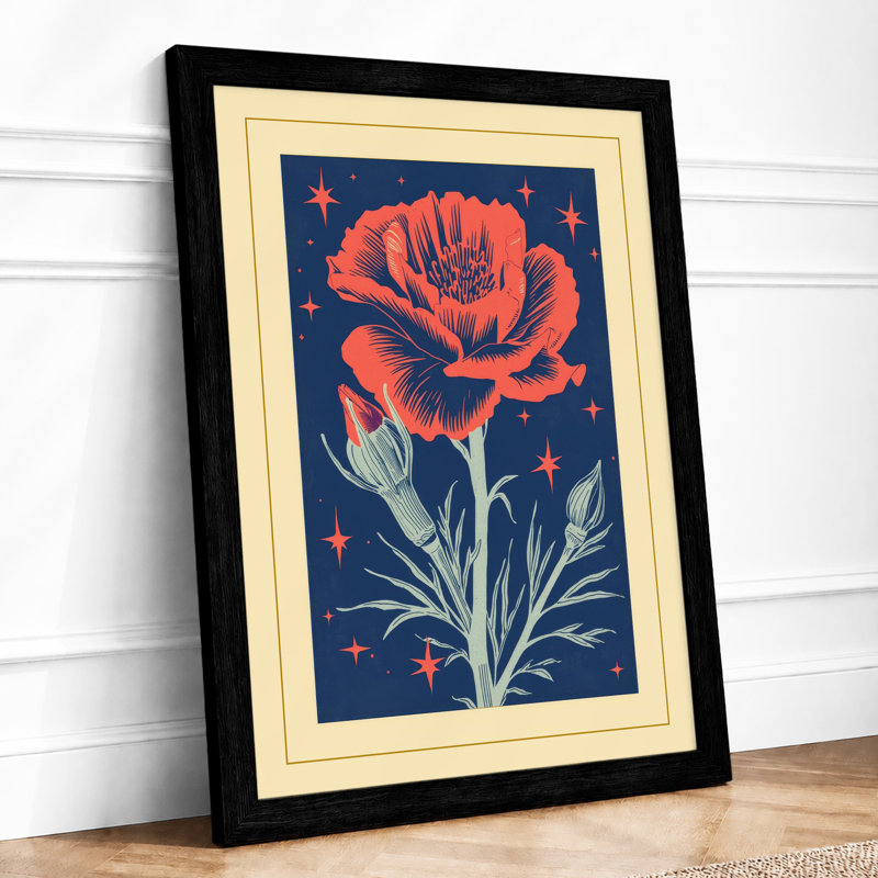 Celestial Bloom Botanical - Framed Print, A3 - 42.0 x 29.7 cm, Black