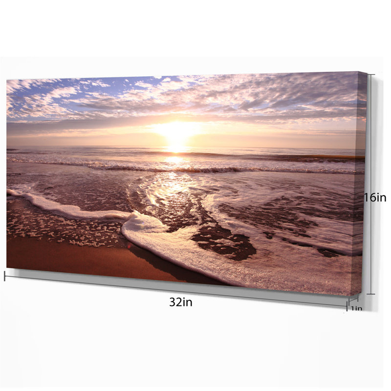 Lever de soleil à la plage, reproduction de photo sur toile tendue, H 16 po x l 32 po x P 1 po