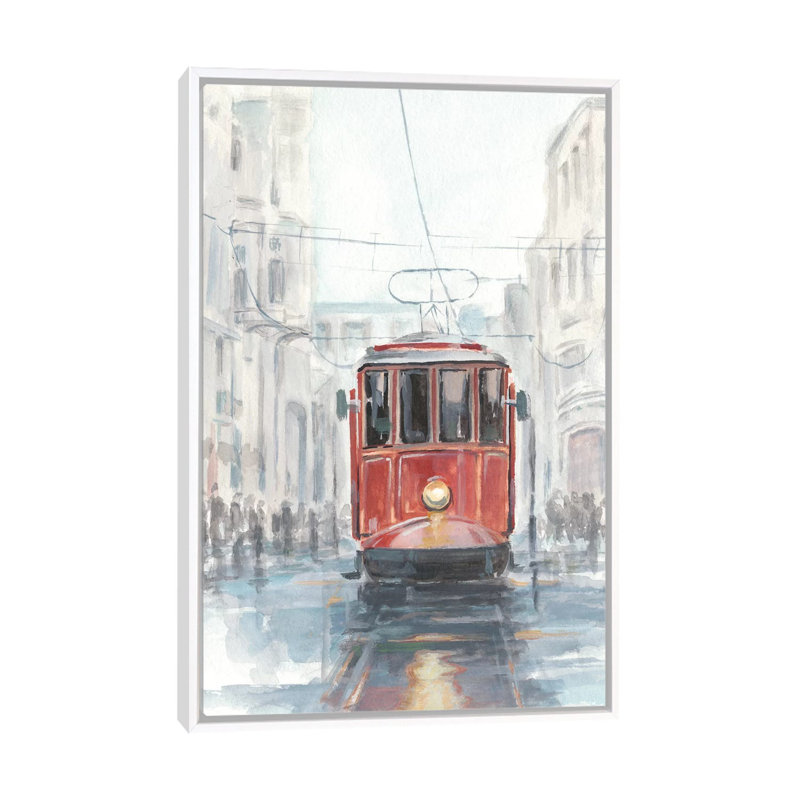Reproduction d’art sur toile « Watercolor Streetcar I » par Ethan Harper, Toile blanche encadrée, H 26 po x l 18 po x 1,5 po