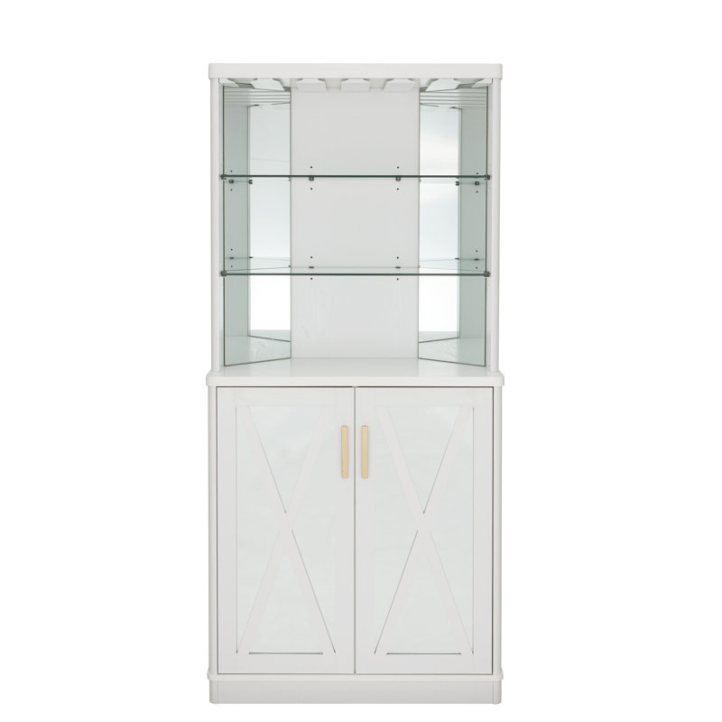 Bar d'angle avec panneaux en miroir, Blanc