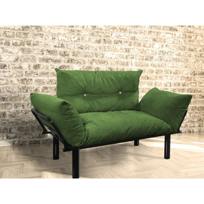 Canapé deux places kaki - Économisez de l'espace pour le salon et la chambre. Pieds hauts pour un nettoyage facile. Disponible en plusieurs coloris. Montage facile grâce à la notice incluse. Aucun outil supplémentaire requis. Structure en métal.