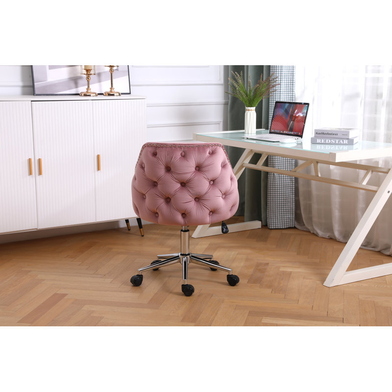 Chaise de travail en velours Julie, Rose