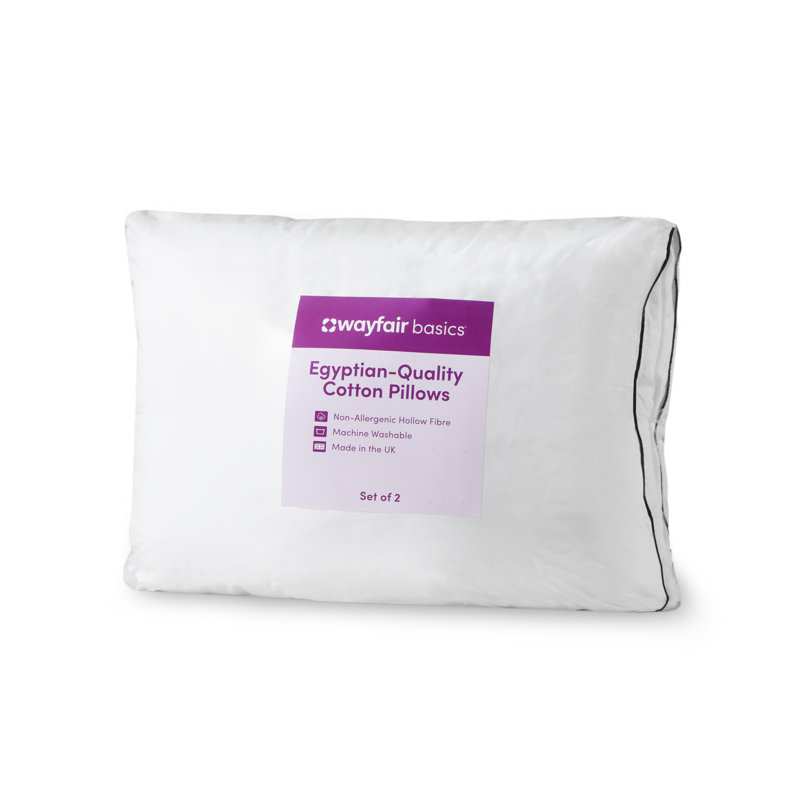 Hypoallergenic Machine Washable Standard Cotton Pillows (Set of 2)