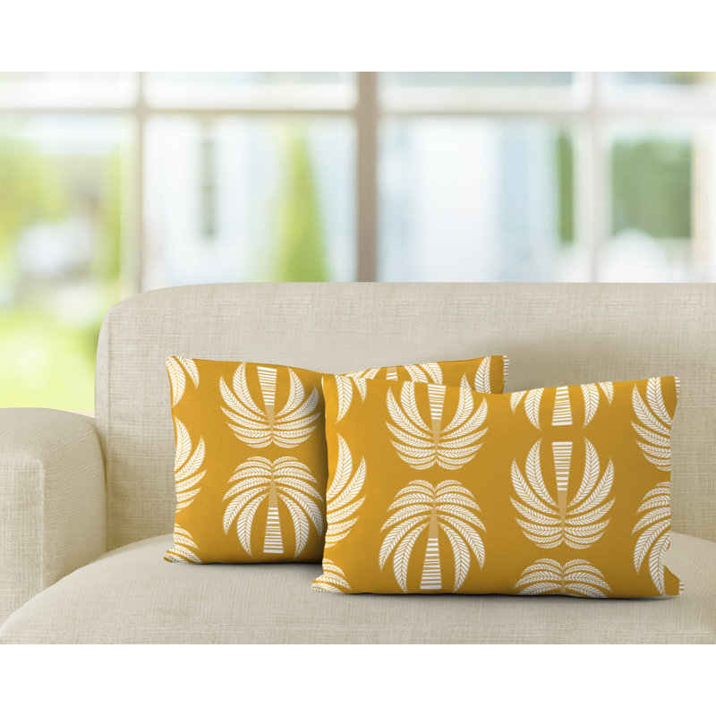 Geometric Outdoor Reversible Throw Pillow, Yellow