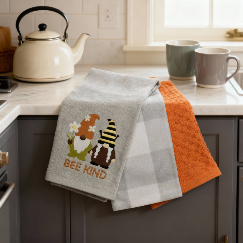 Super Absorbent 3 pack Cotton Tea Towels - Bee Kind