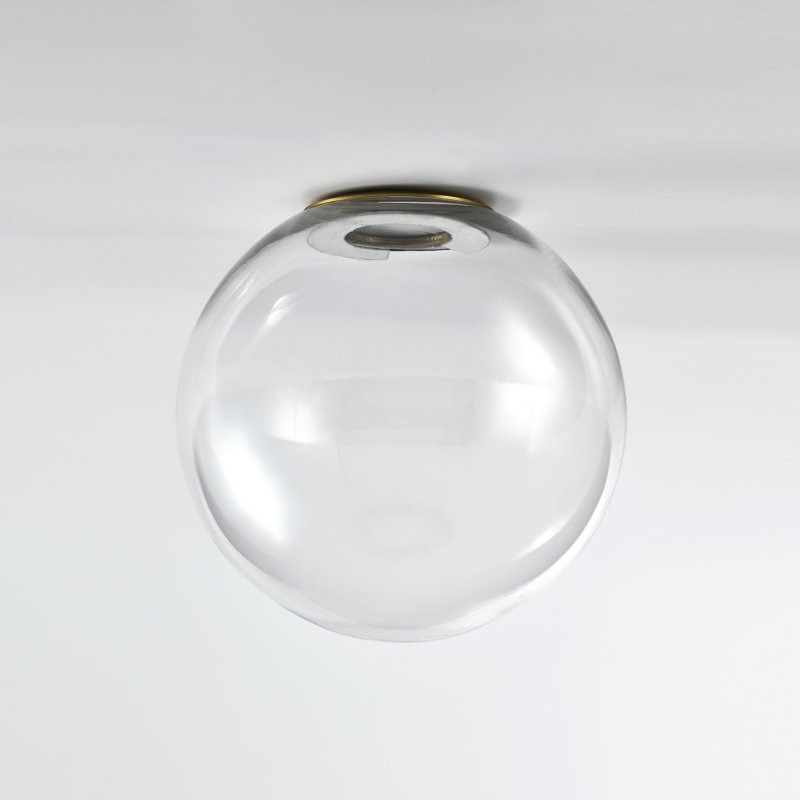 8" E26 Clear Globe Glass Pendant Light, Noir brossé satiné / nickel poli